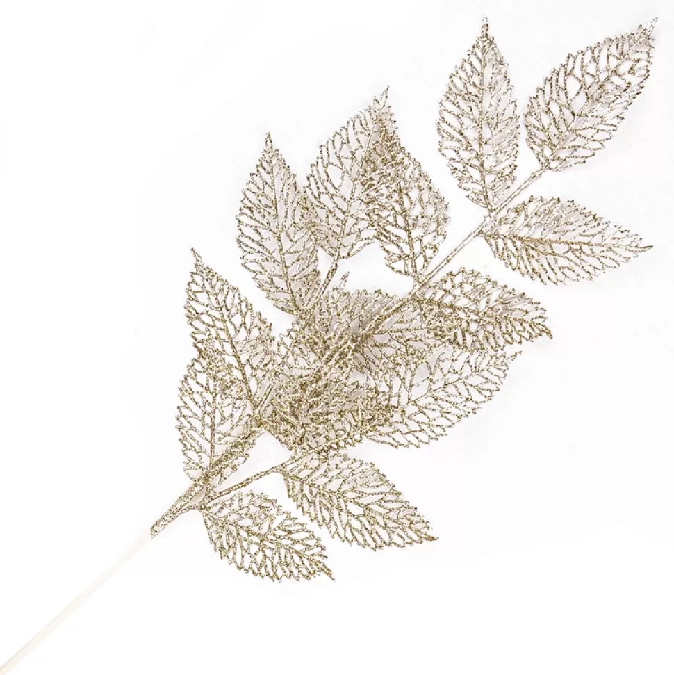 Christmas Forever SPRAY LEAVES NET 31.5″ CHAMPAGNE GLITTER