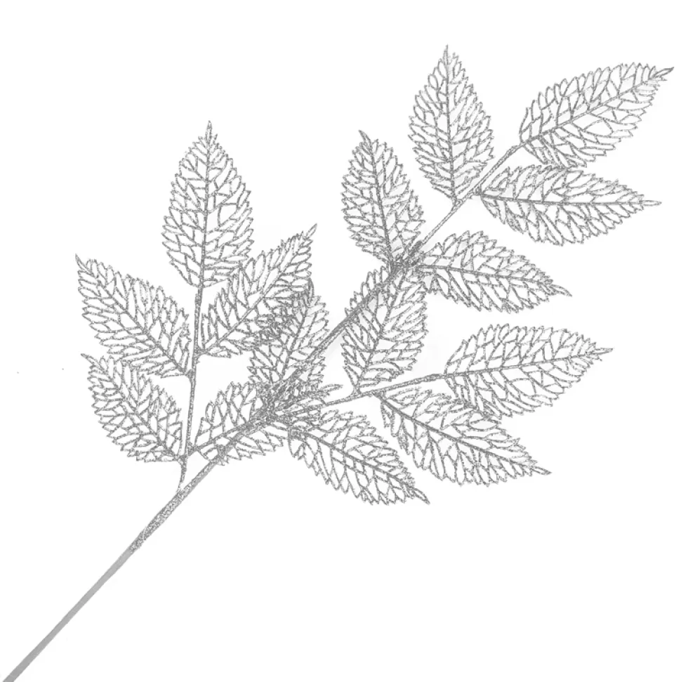 Christmas Forever SPRAY LEAVES NET 31.5″ SILVER GLITTER