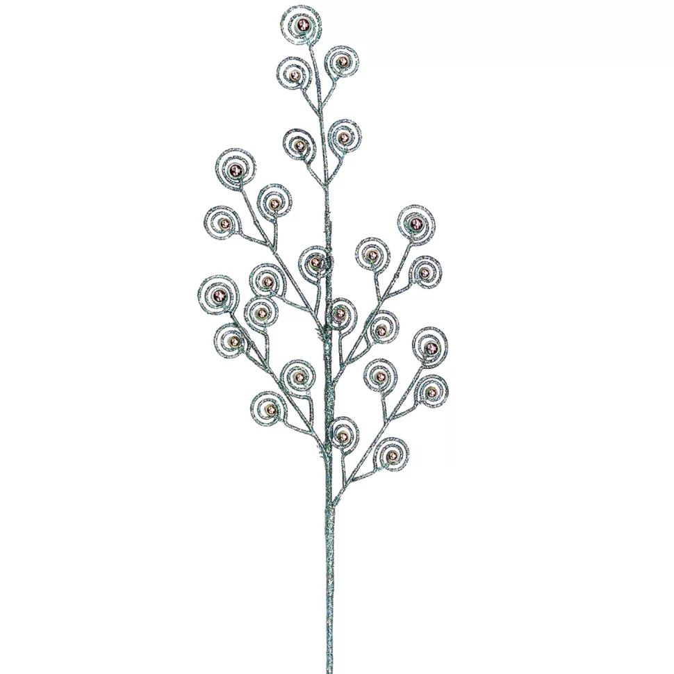 Christmas Forever SPRAY LEAVES PEACOCK 28″ GREEN GLITTER