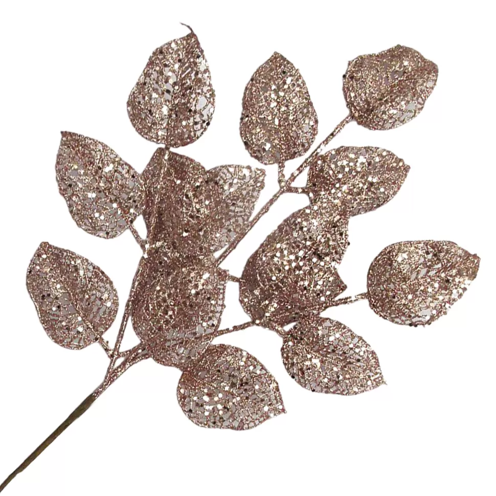Christmas Forever SPRAY LEAVES ROSE 22″ ROSE GOLD GLITTER