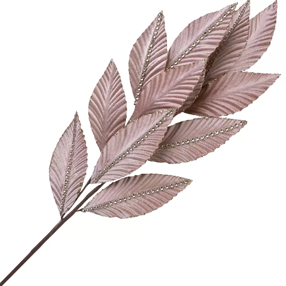 Christmas Forever SPRAY LEAVES VELVET 27″ ROSE GOLD W/ SEQUINS AND GLITTER BORDER