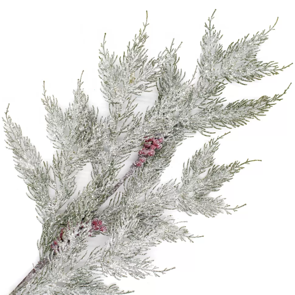 Christmas Forever SPRAY PINE FROSTED 28.5″ CEDAR W/ RED BERRIES