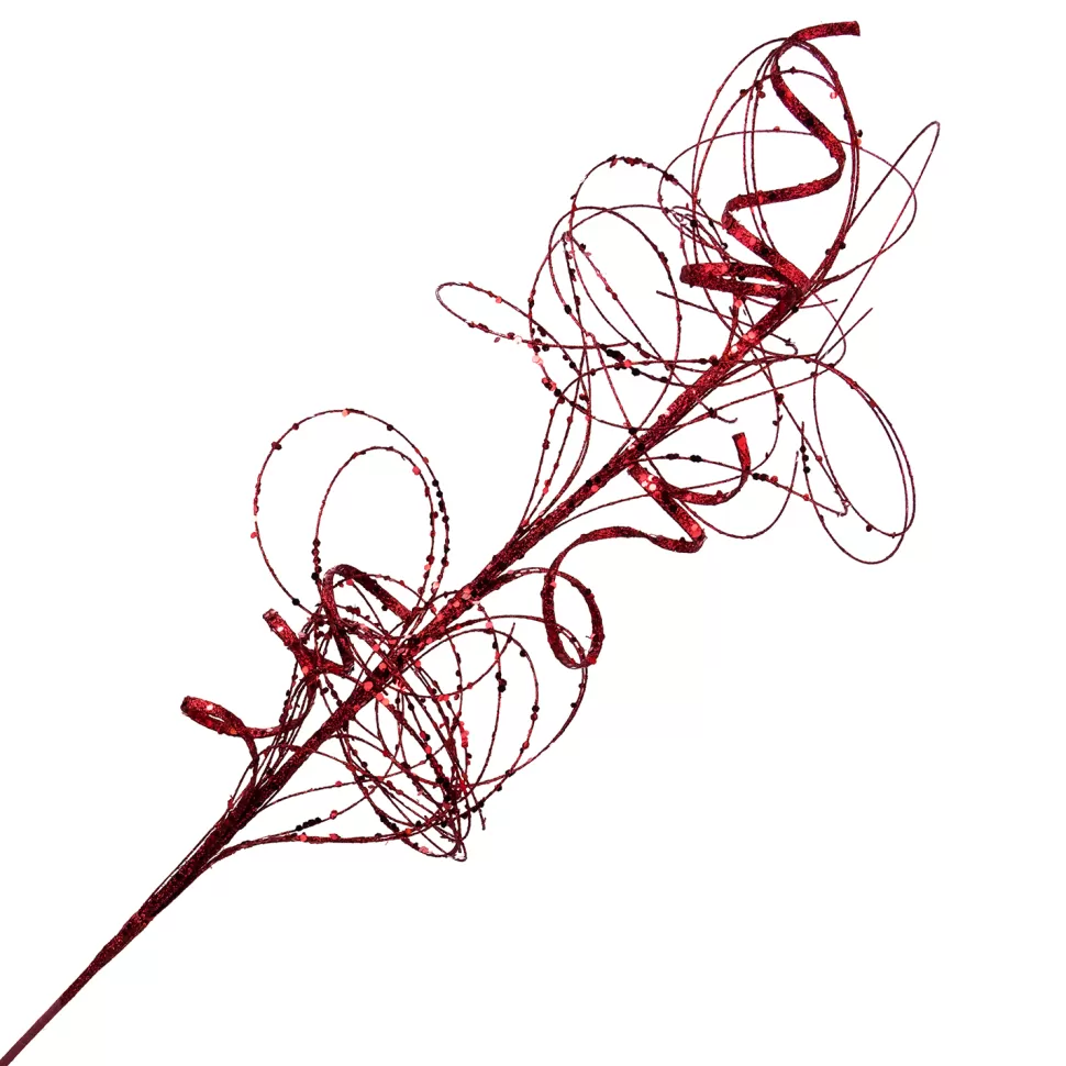 Christmas Forever SPRAY SPIRAL GRASS 26″ BURGUNDY GLITTER