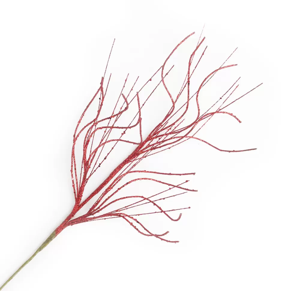 Christmas Forever SPRAY SWIRL/CURLY 26″ RED | GLITTER