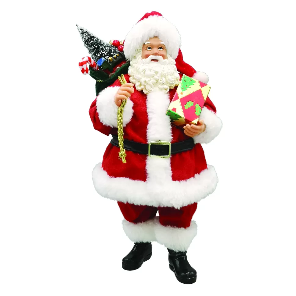 Christmas Forever STANDING SANTA 11″ TRADITIONAL RED/WHITE W/ GIFT BOX