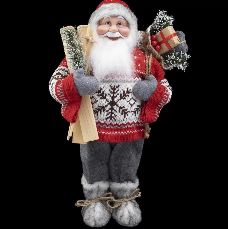Christmas Forever STANDING SANTA 18″ RED/GRAY/WHITE W/ SKIES