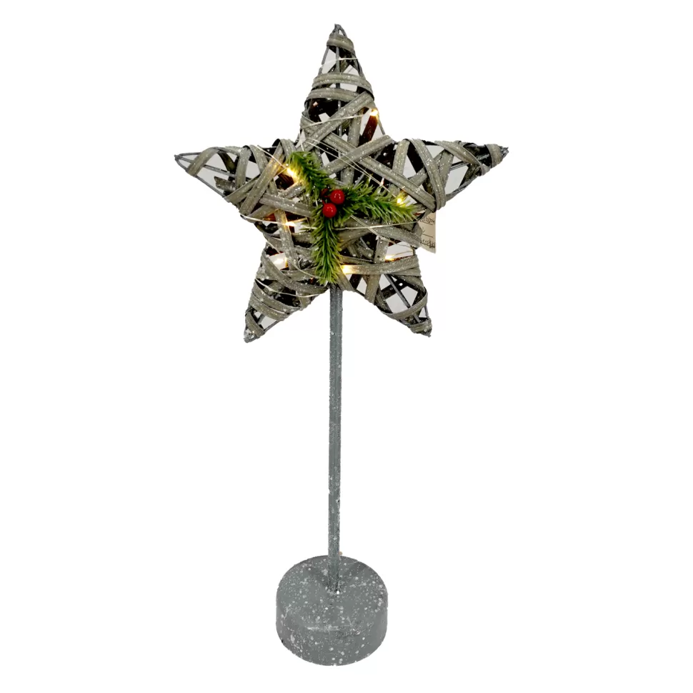 Christmas Forever STAR TABLE DECOR PLASTIC 19.5″ WITH METAL BASE & DECORATION WITH 10 LED LIGHTS