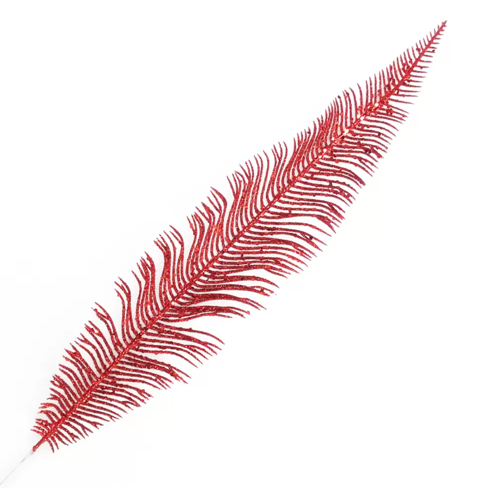 Christmas Forever STEM FERN LEAF 22.5″ GLITTER RED