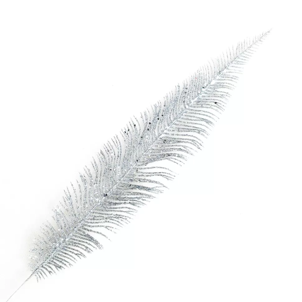 Christmas Forever STEM FERN LEAF 22.5″ GLITTER SILVER