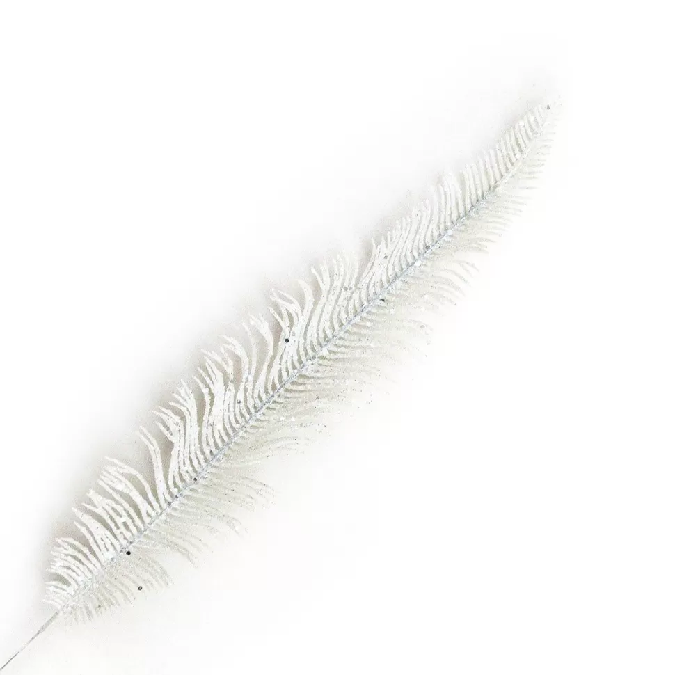 Christmas Forever STEM FERN LEAF 22.5″ GLITTER WHITE