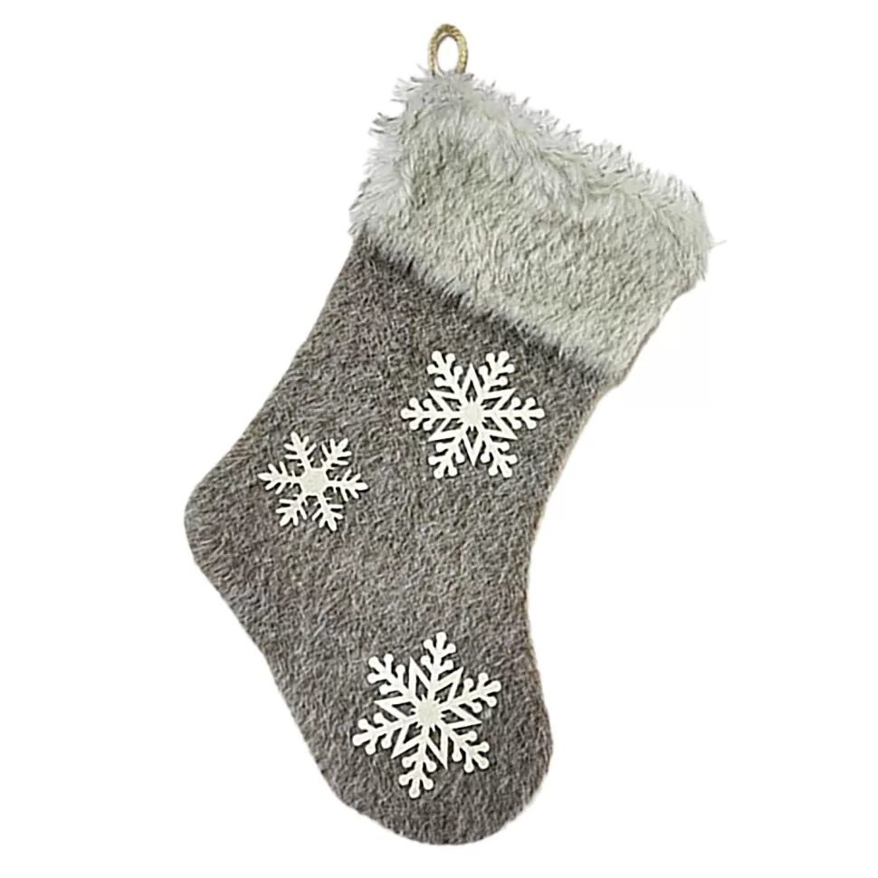 Christmas Forever STOCKING 18″ FAUX FUR BROWN W/ SNOWFLAKE