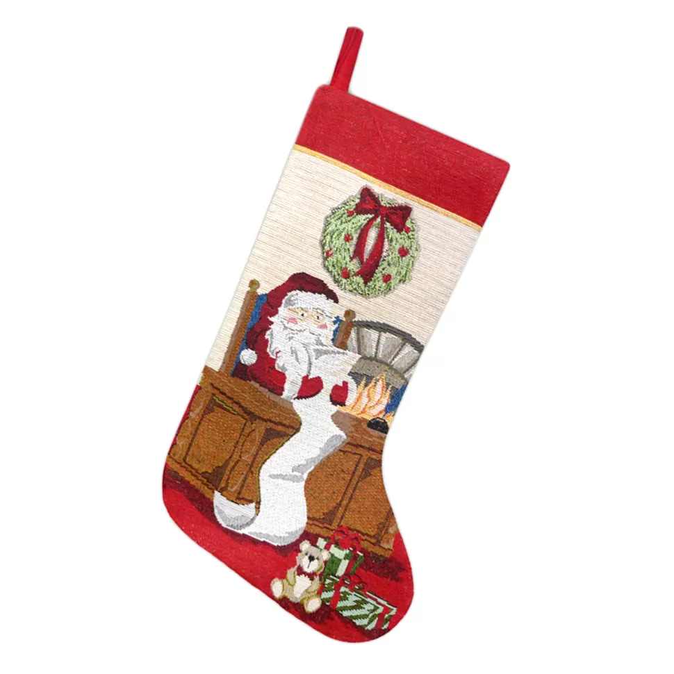 Christmas Forever STOCKING 19″ MULTI TAPESTRY, SANTA WISH LIST DESIGN