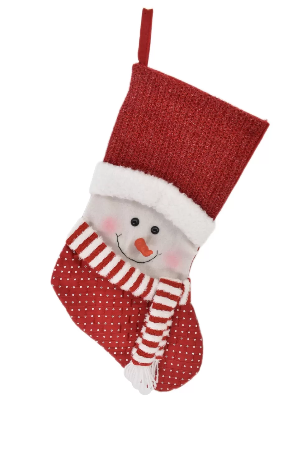 Christmas Forever STOCKING 19″ RED /WHITE W/PLUSH SNOWMAN R