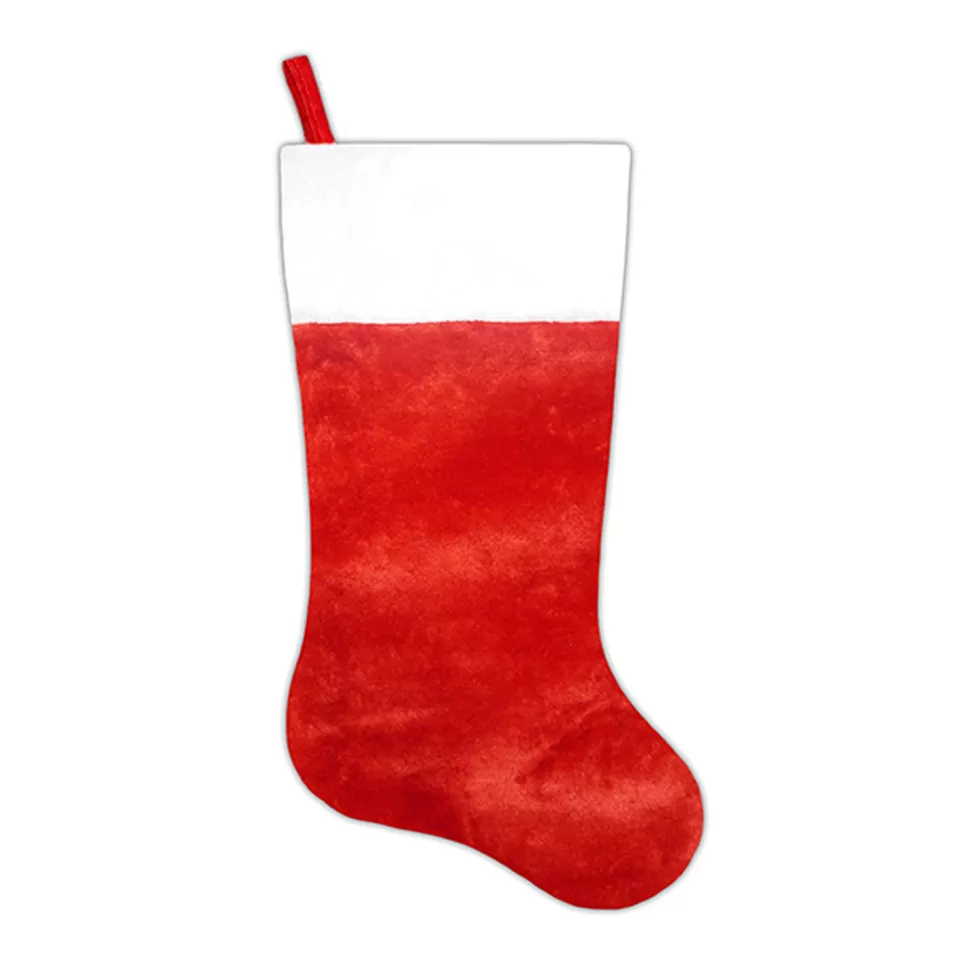 Christmas Forever STOCKING 20.5″ RED FAUX FUR W/WHITE TRIM