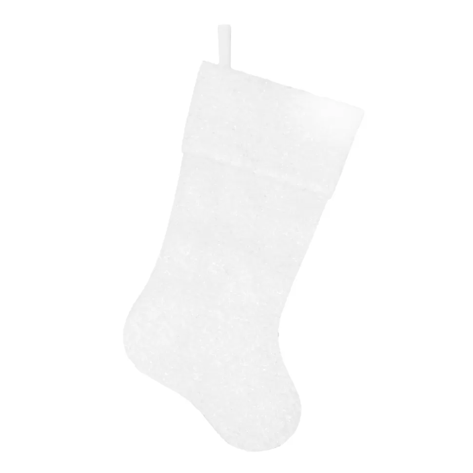 Christmas Forever STOCKING 20.5″ WHITE IRID. CURLY FAUX FUR