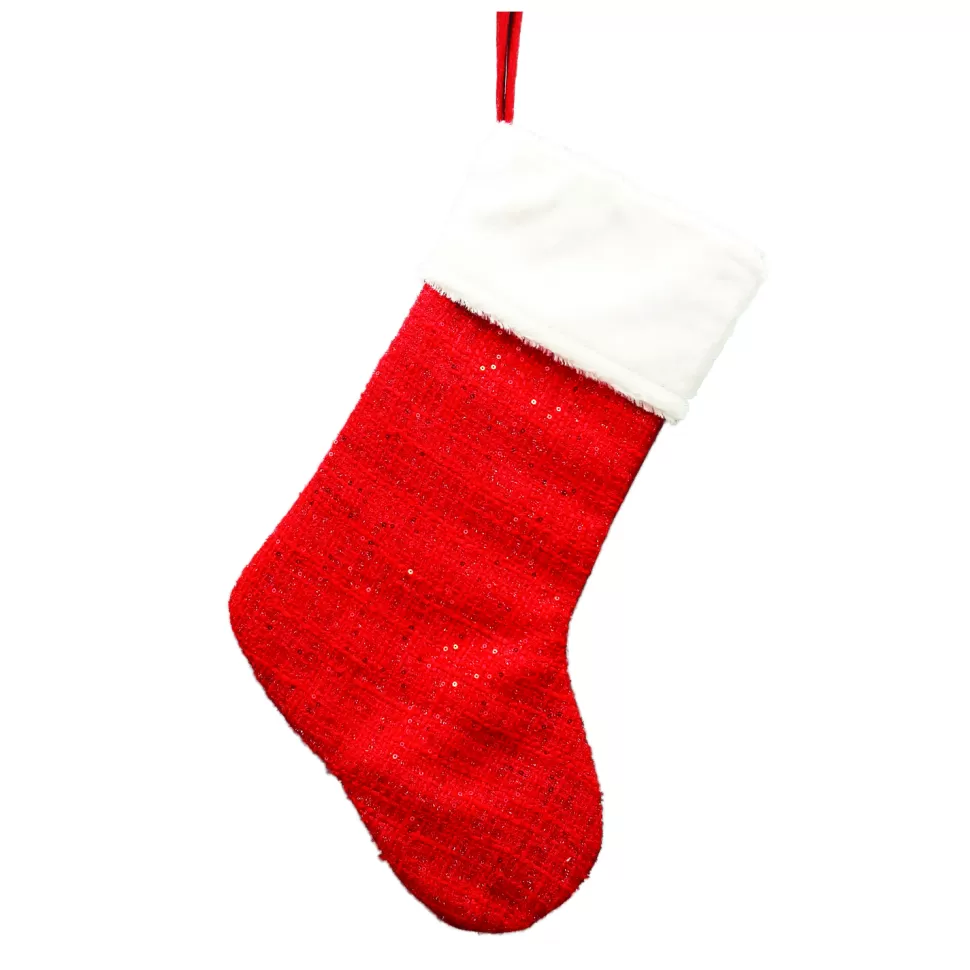 Christmas Forever STOCKING 20″ RED FAUX FUR CUFF