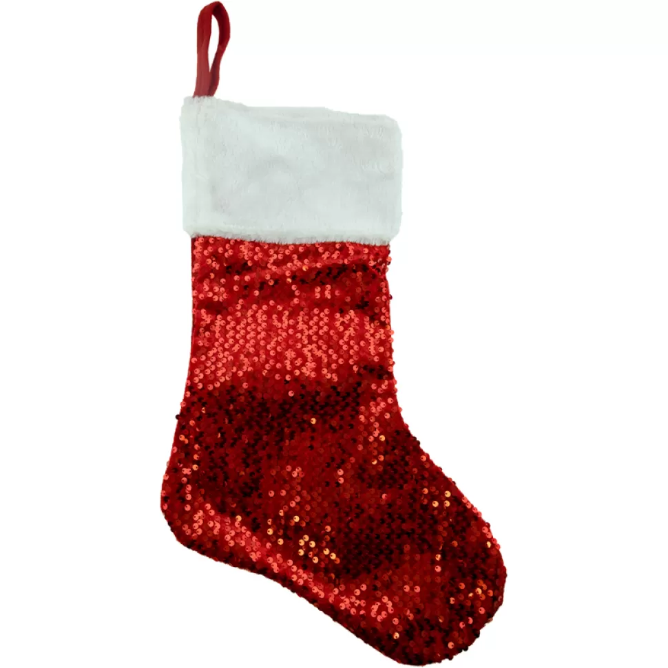 Christmas Forever STOCKING 20″ RED SEQUIN W/WHITE FUR CUFF