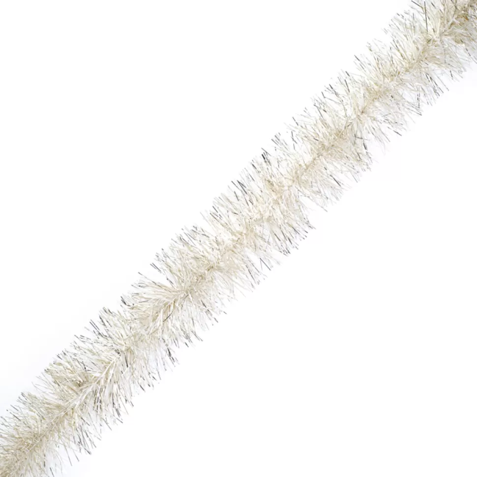 Christmas Forever TINSEL GARLAND LT GOLD / WHITE 4″ X 5PLY X 9′