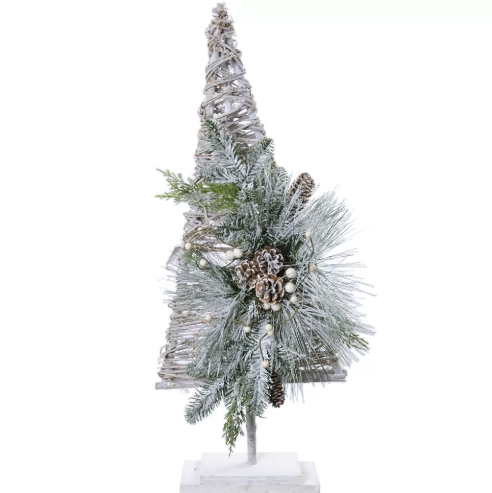 Christmas Forever TREE RATTAN 29.5″ FROSTED W/ MIXED PINE, PINE CONES & BERRIES