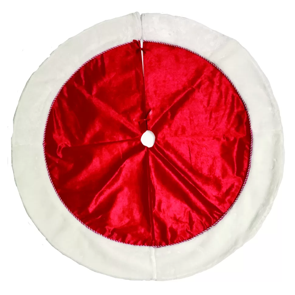 Christmas Forever TREE SKIRT 46″ RED VELVET W/ FAUX FUR BORDER
