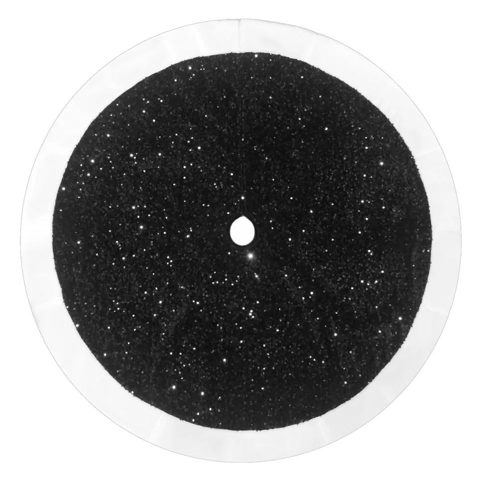 Christmas Forever TREE SKIRT 48″ BLACK SEQUINS W/ FAUX FUR BORDER
