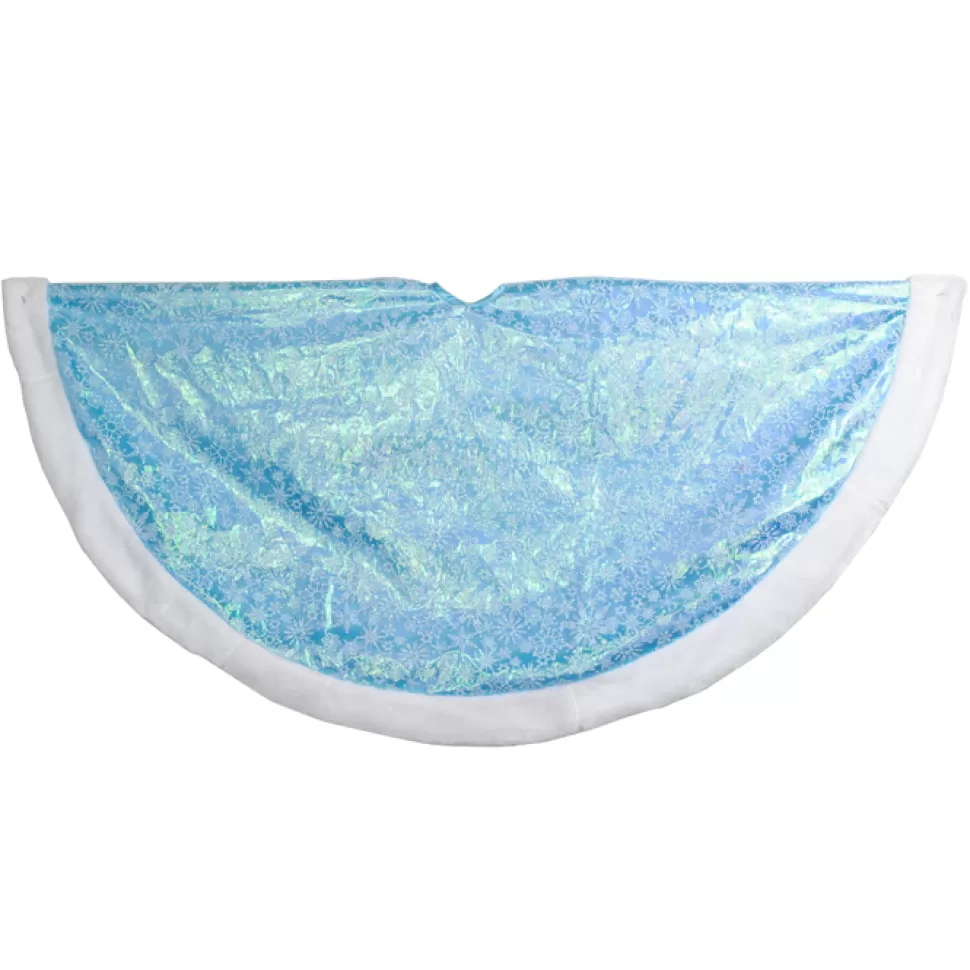 Christmas Forever TREE SKIRT 48″ BLUE- ICE ORGANZA W/ FUR TRIM