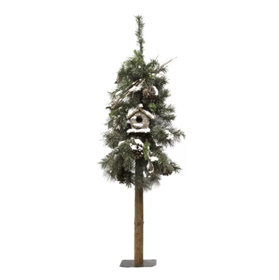 Christmas Forever TREE SNOWY ALPINE 4′ 65T MIXED NEEDLES W/ PINE CONES & BIRD HOUSE