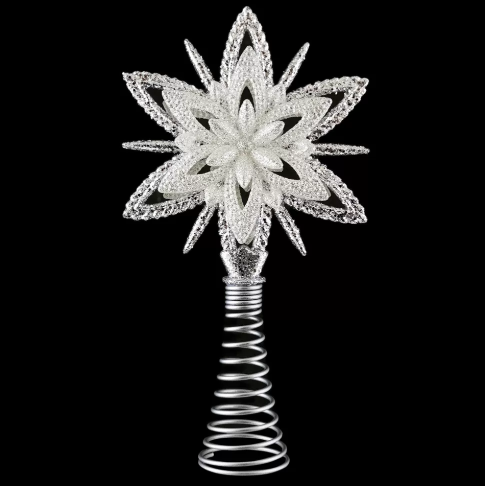 Christmas Forever TREE TOP STAR SILVER GLITTER 7.5″ W/ BRIGHT SILVER GLITTER 3D