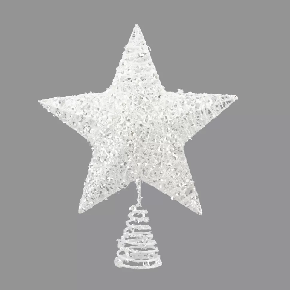 Christmas Forever TREE TOP STAR WHITE/SILVER GLITTER 10″X 12″