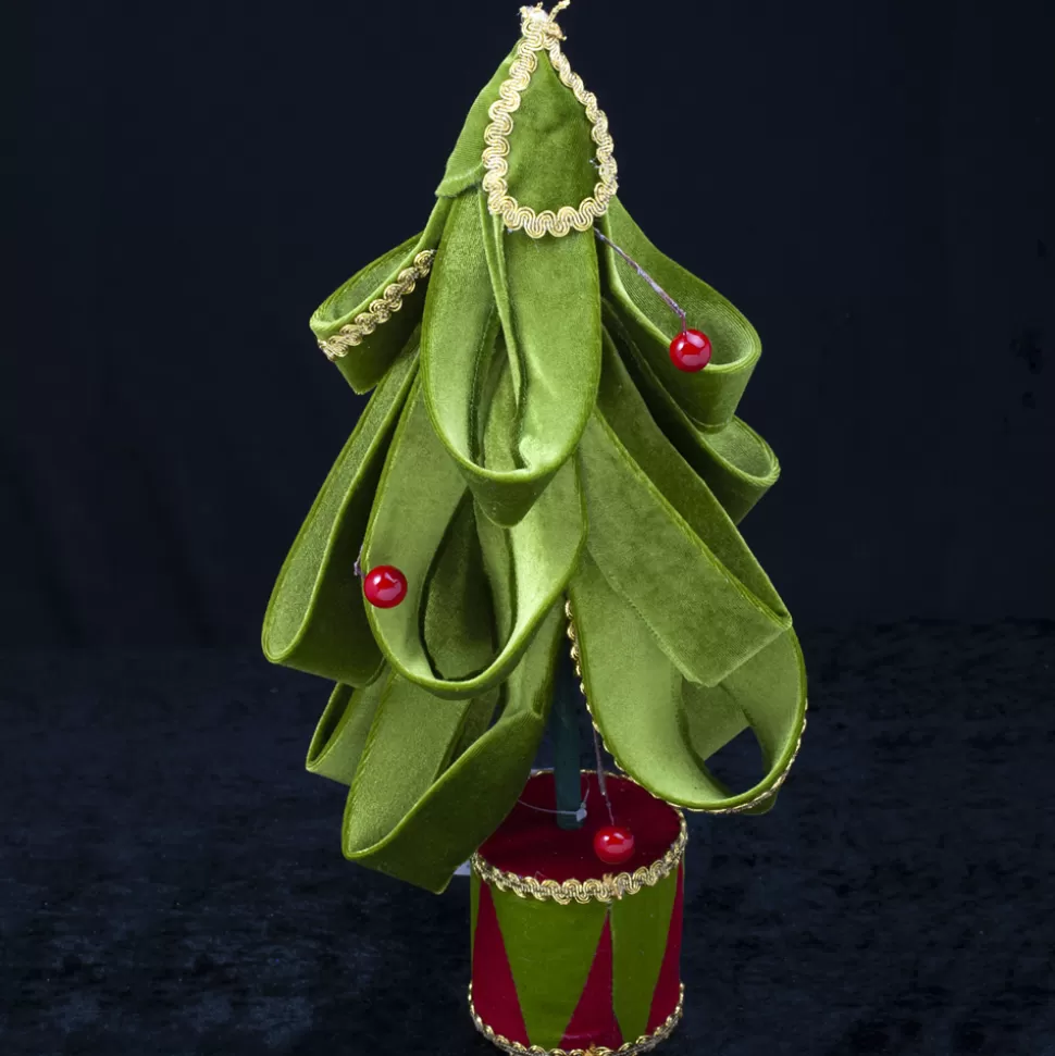 Christmas Forever TREE VELVET FABRIC LOOPS SML 16.5″ GRN