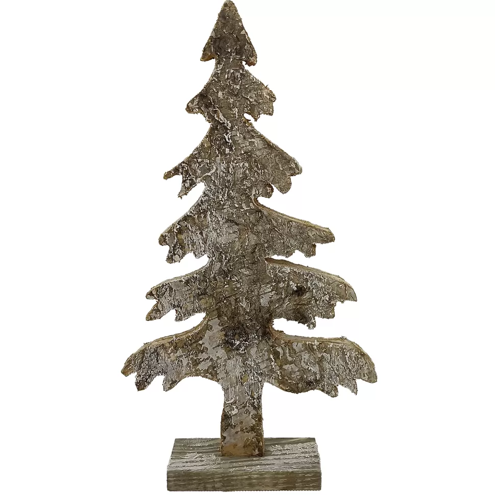 Christmas Forever TREE WOODEN TABLE DECOR 8″x14″ FROSTED NATURAL/BIRCH LOOK