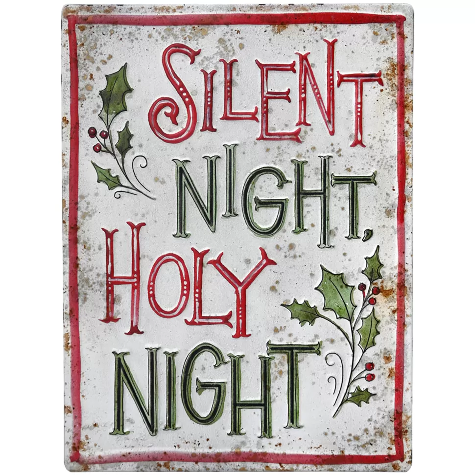 Christmas Forever WALL DECOR METAL 10″X14″ RUSTIC/VINTAGE “SILENT NIGHT”