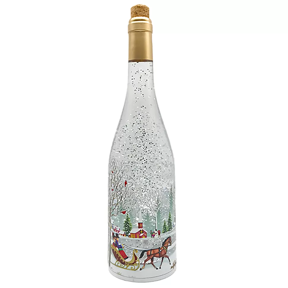Christmas Forever WATER BOTTLE GLOBE HORSE CARRIAGE WINTER SCENE 12″ W/ GLITTER SPINNER, LED LIGHT, B/O