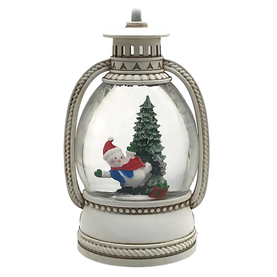 Christmas Forever WATER GLOBE ICE SKATING SNOWMAN 5″ W/ GLITTER, LED, B/O