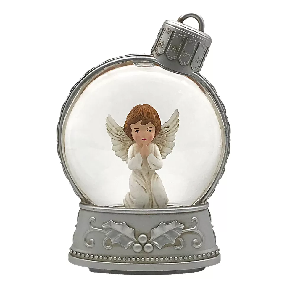 Christmas Forever WATER GLOBE PRAYING ANGEL 5.5″ W/ GLITTER, LED, B/O
