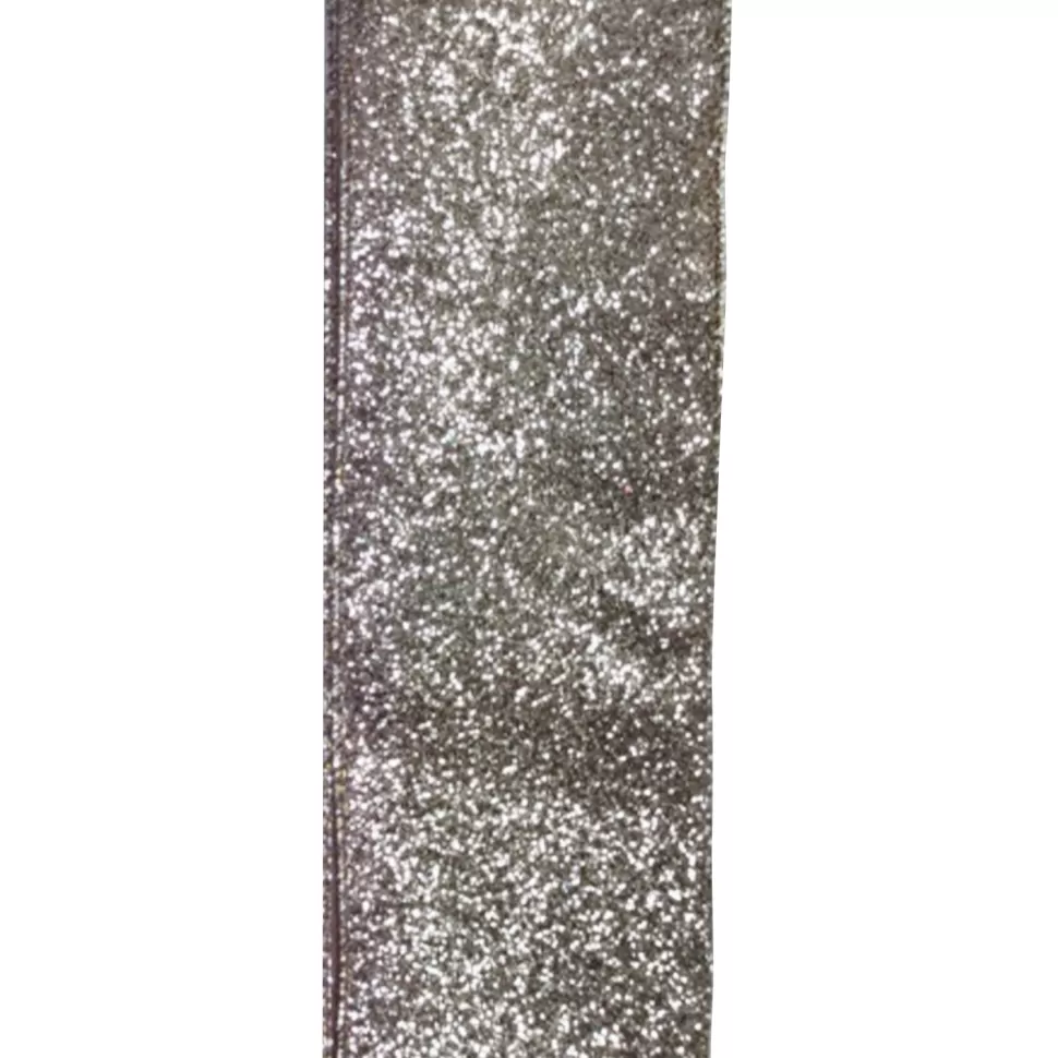 Christmas Forever WIRED RIBBON 2.5″x10 YDS. CHAMPANGE W/ GLITTER