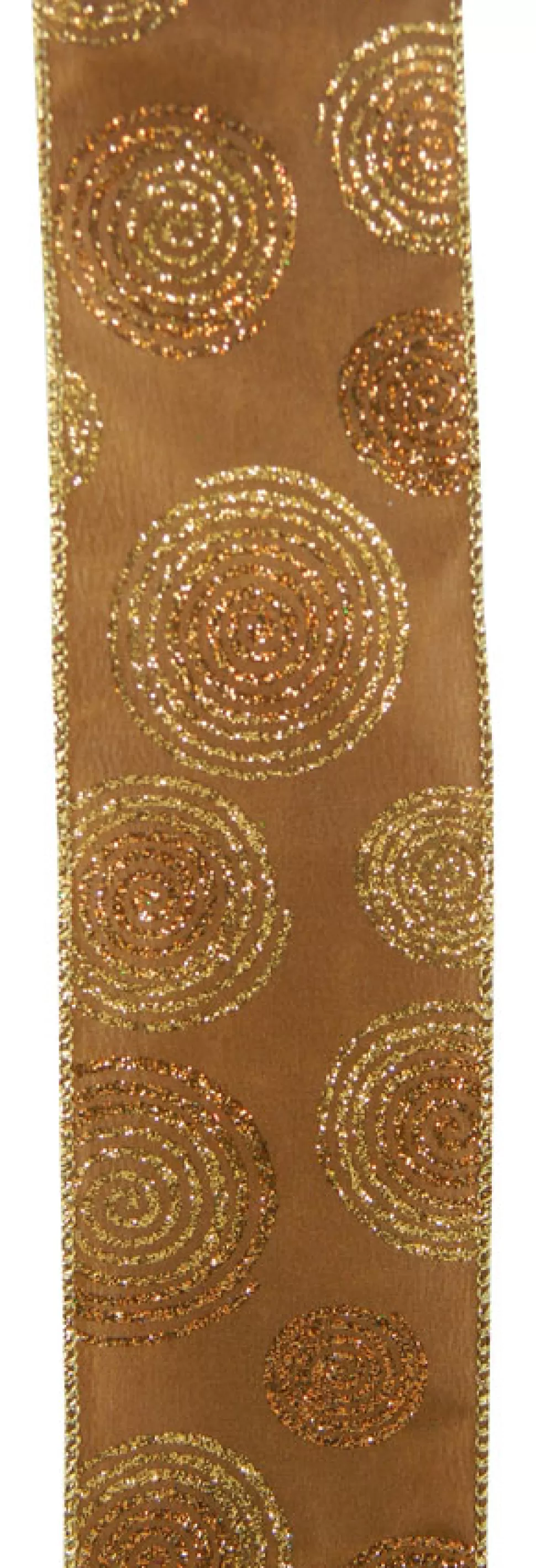 Christmas Forever WIRED RIBBON 2.5″X10 YDS COPPER W/ COPPER/ GOLD GLITTER SWIRLS