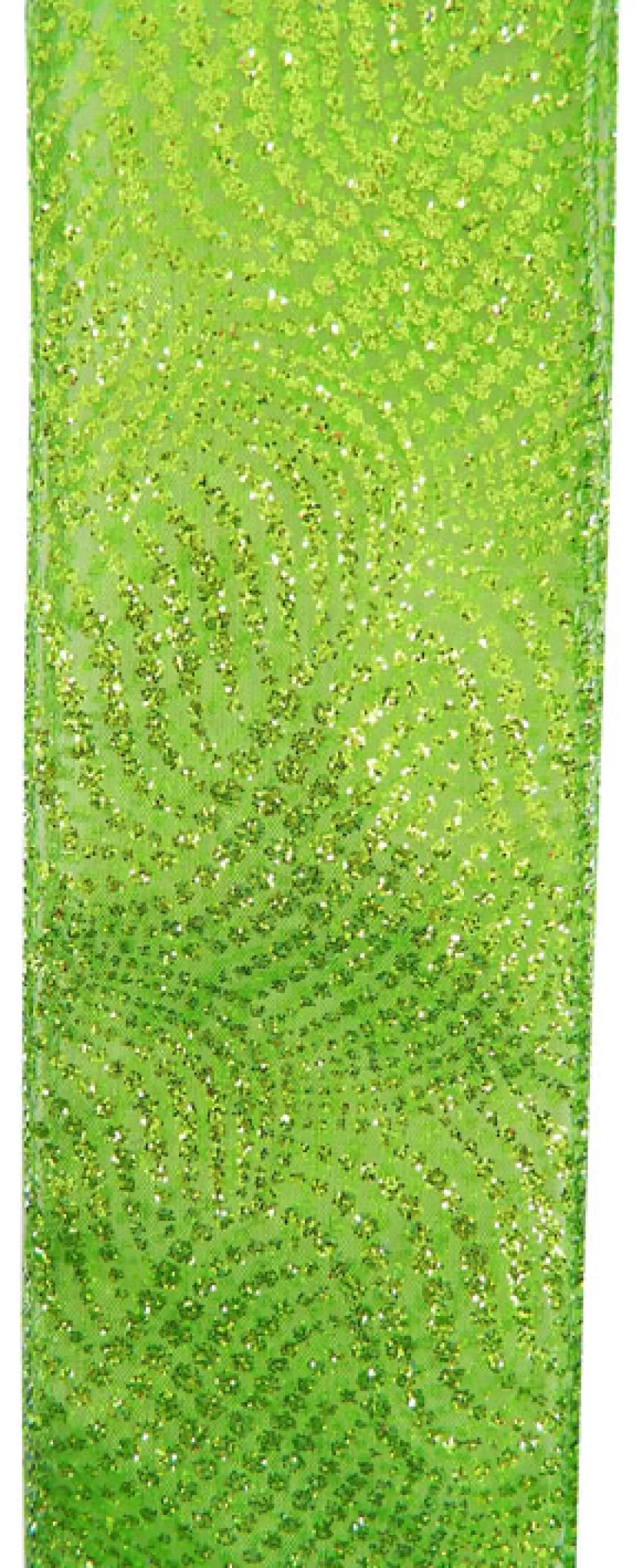 Christmas Forever WIRED RIBBON 2.5″X10 YDS GREEN (CHARTREUSE) W/SWIRL PATTERN
