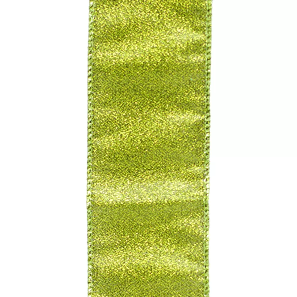Christmas Forever WIRED RIBBON 2.5″X10 YDS GREEN GLTR LOOK