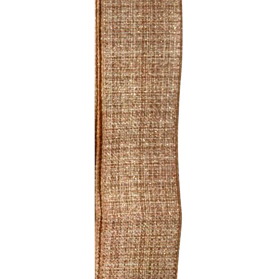 Christmas Forever WIRED RIBBON 2.5″x10 YDS. NATURAL/WHITE W/ FAUX BURLAP