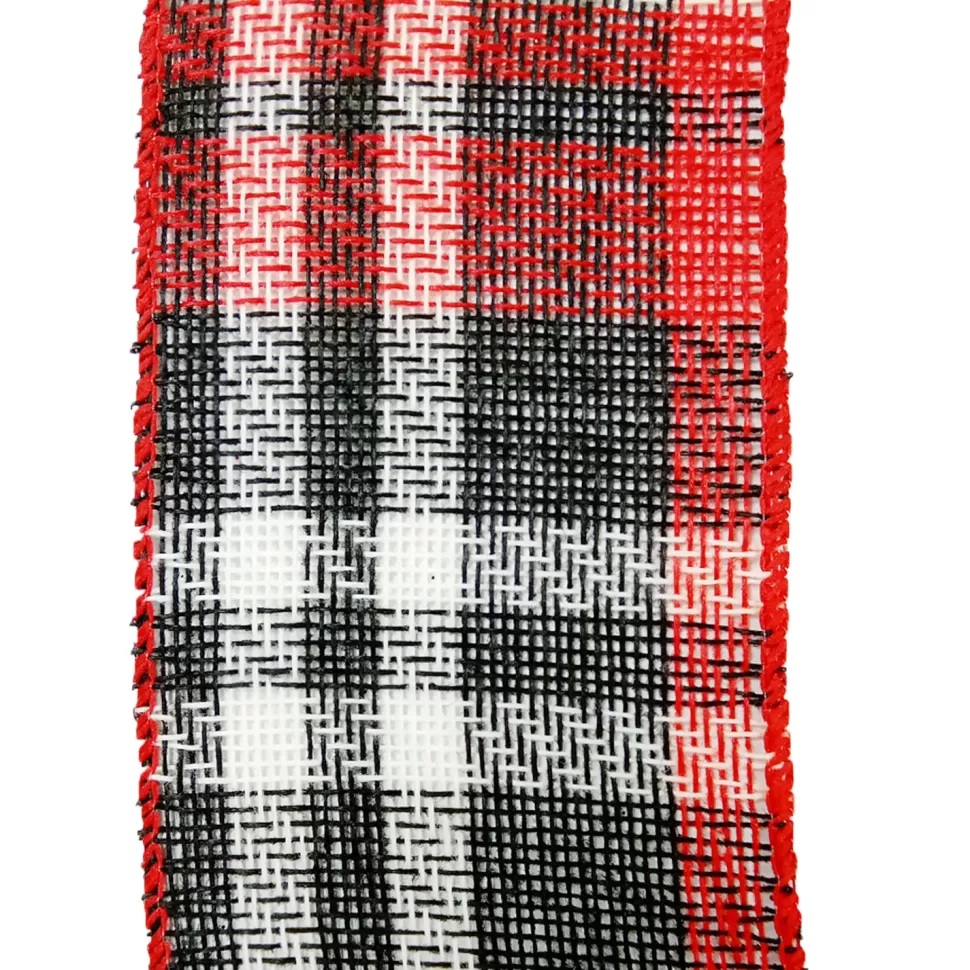 Christmas Forever WIRED RIBBON 2.5″X10 YDS RED/ BLACK/ WHITE PLAID