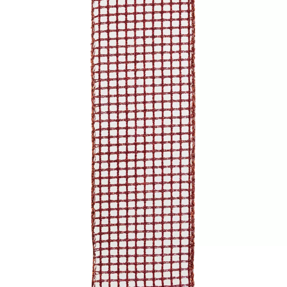Christmas Forever WIRED RIBBON 2.5″X10 YDS RED NET W/ RED GLITTER
