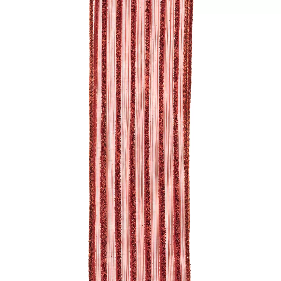 Christmas Forever WIRED RIBBON 2.5″X10 YDS RED SHEER W/ RED GLITTER