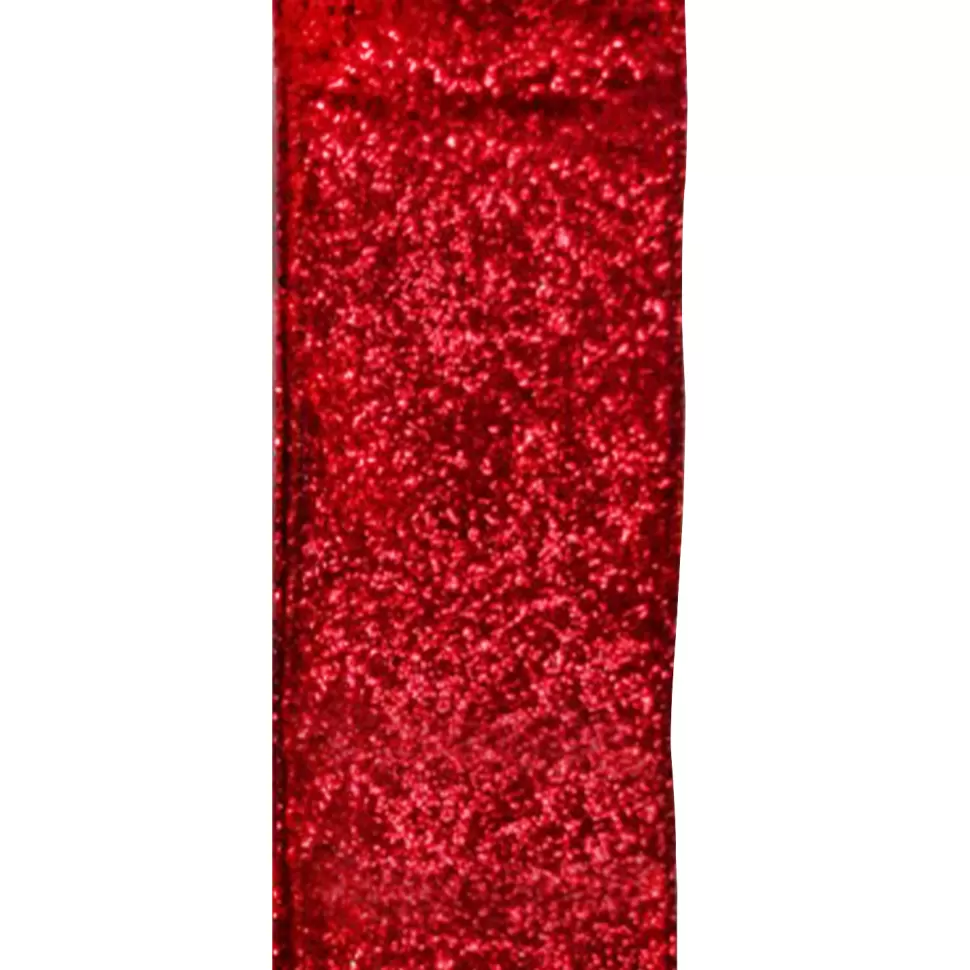 Christmas Forever WIRED RIBBON 2.5″x10 YDS. RED W/ GLITTER