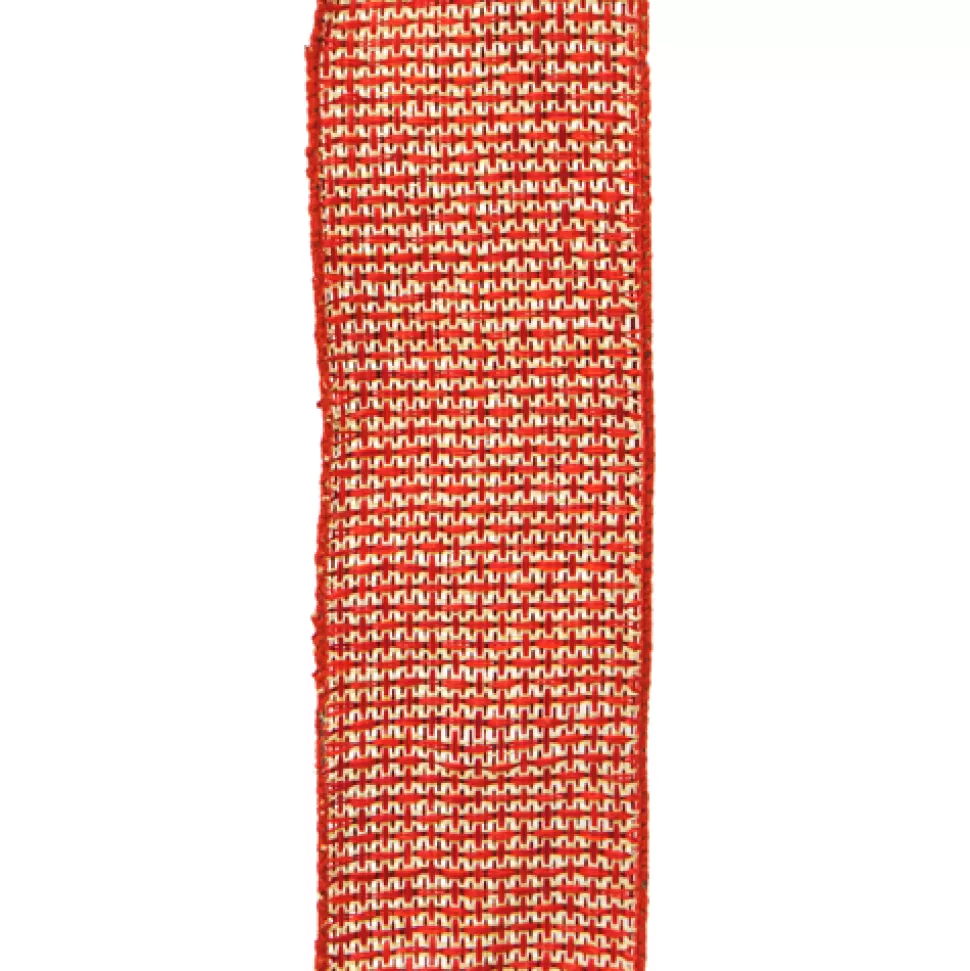 Christmas Forever WIRED RIBBON 2.5″X10 YDS RED W/NAT. WEAVE
