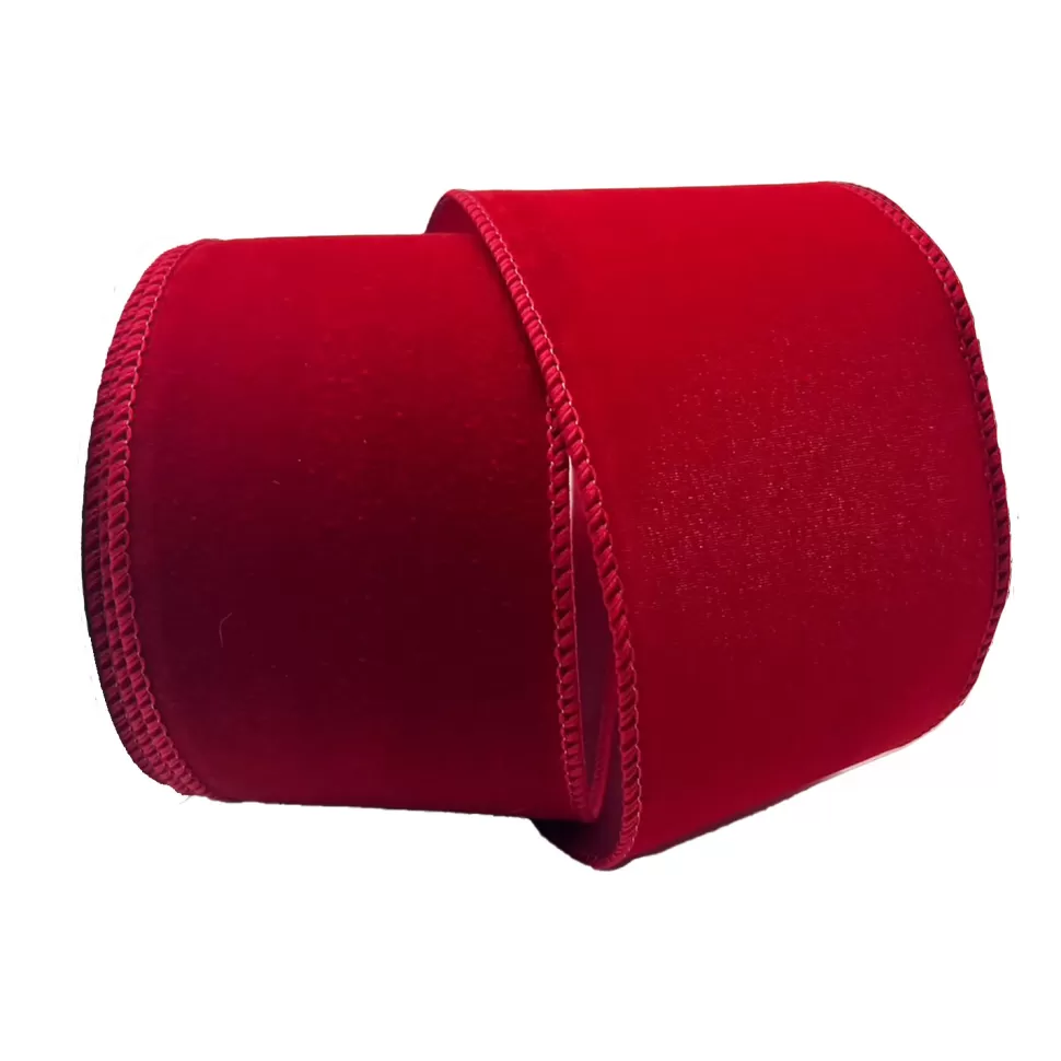 Christmas Forever WIRED RIBBON 4″x10 YDS. BURGUNDY VELVET