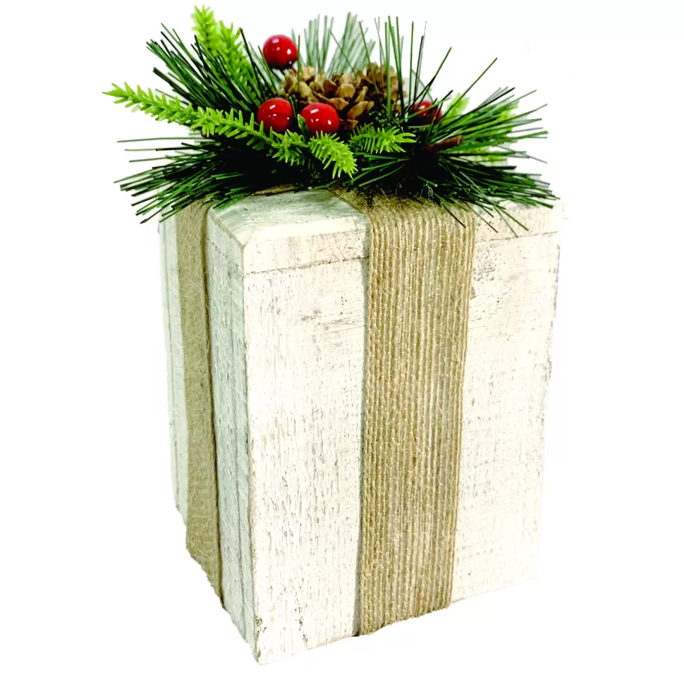 Christmas Forever WOODEN GIFT BOX 3.5″x4.5″ WITH RUSTIC | BURLAP DECORATION