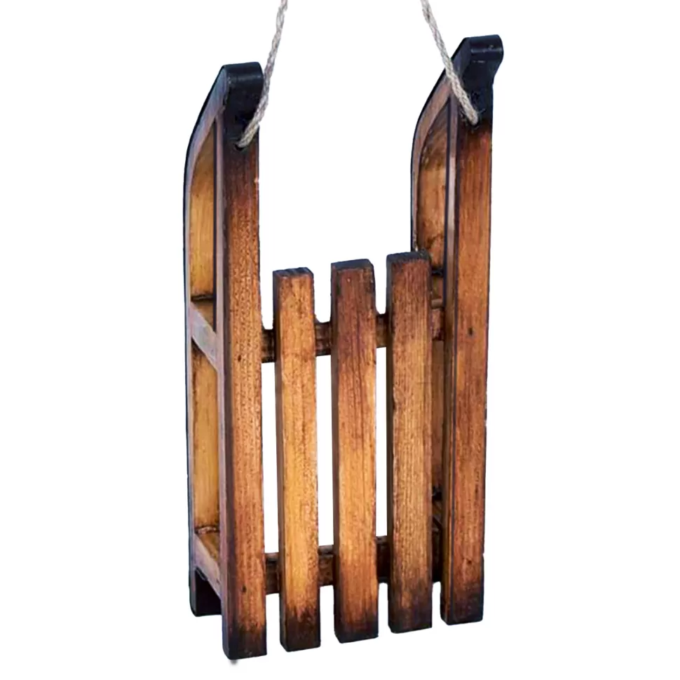 Christmas Forever WOODEN SLEIGH 9.5″ BROWN/NAT