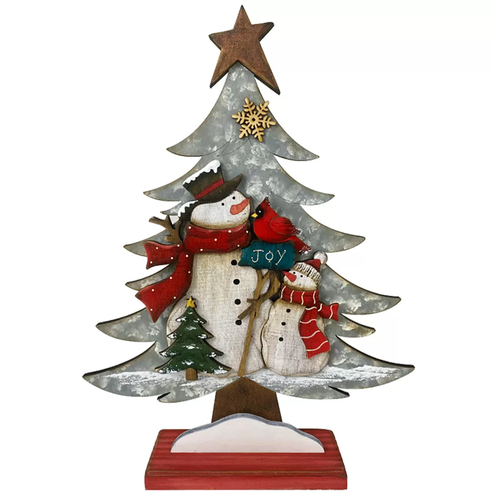Christmas Forever WOODEN TREE 11″X15″ W/ SNOWMAN