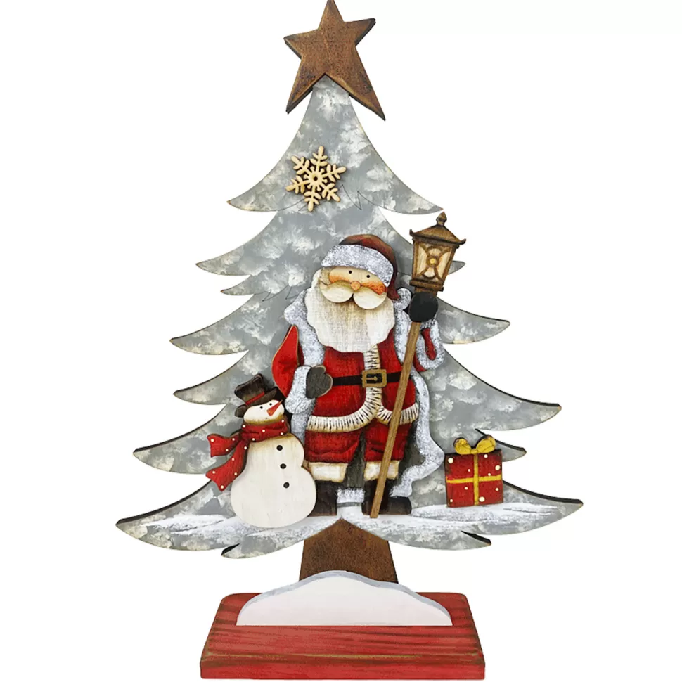 Christmas Forever WOODEN TREE W/SANTA 11″X15″